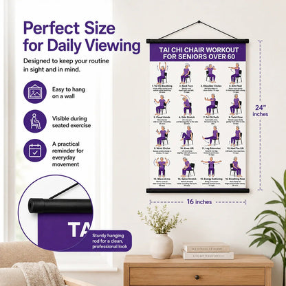 Junazilo® Tai Chi Chair Workout Chart for Seniors (16 x 24 inches) upsell