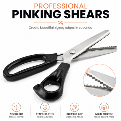 Junazilo® ✂️Professional Pinking Shears – Stainless Steel Zigzag Fabric Cutting Scissors