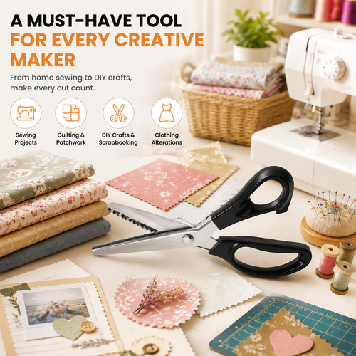 Junazilo® ✂️Professional Pinking Shears – Stainless Steel Zigzag Fabric Cutting Scissors