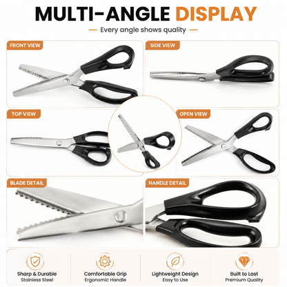 Junazilo® ✂️Professional Pinking Shears – Stainless Steel Zigzag Fabric Cutting Scissors