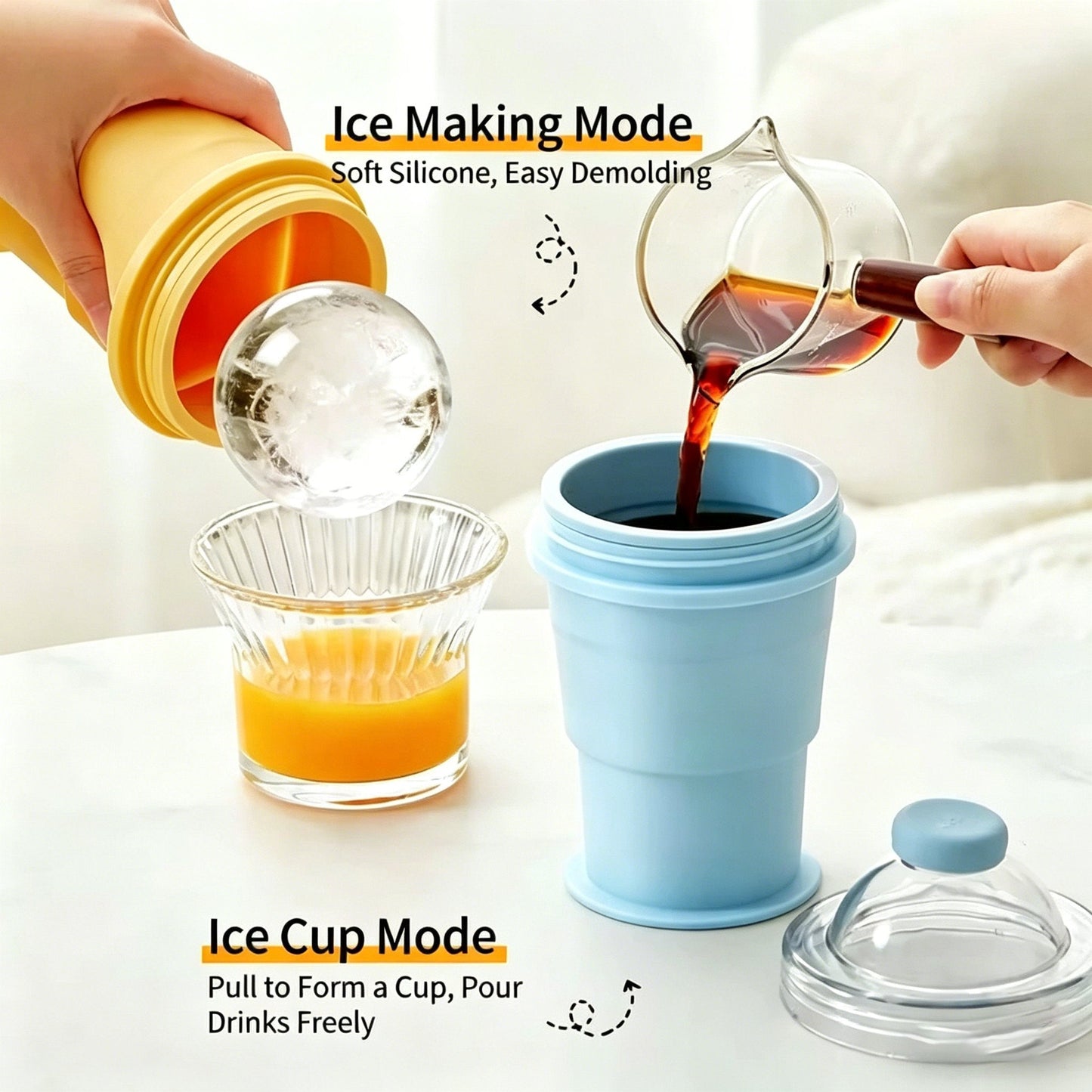 Junazilo® 🧊 Foldable Silicone Ice Ball Drink Cup