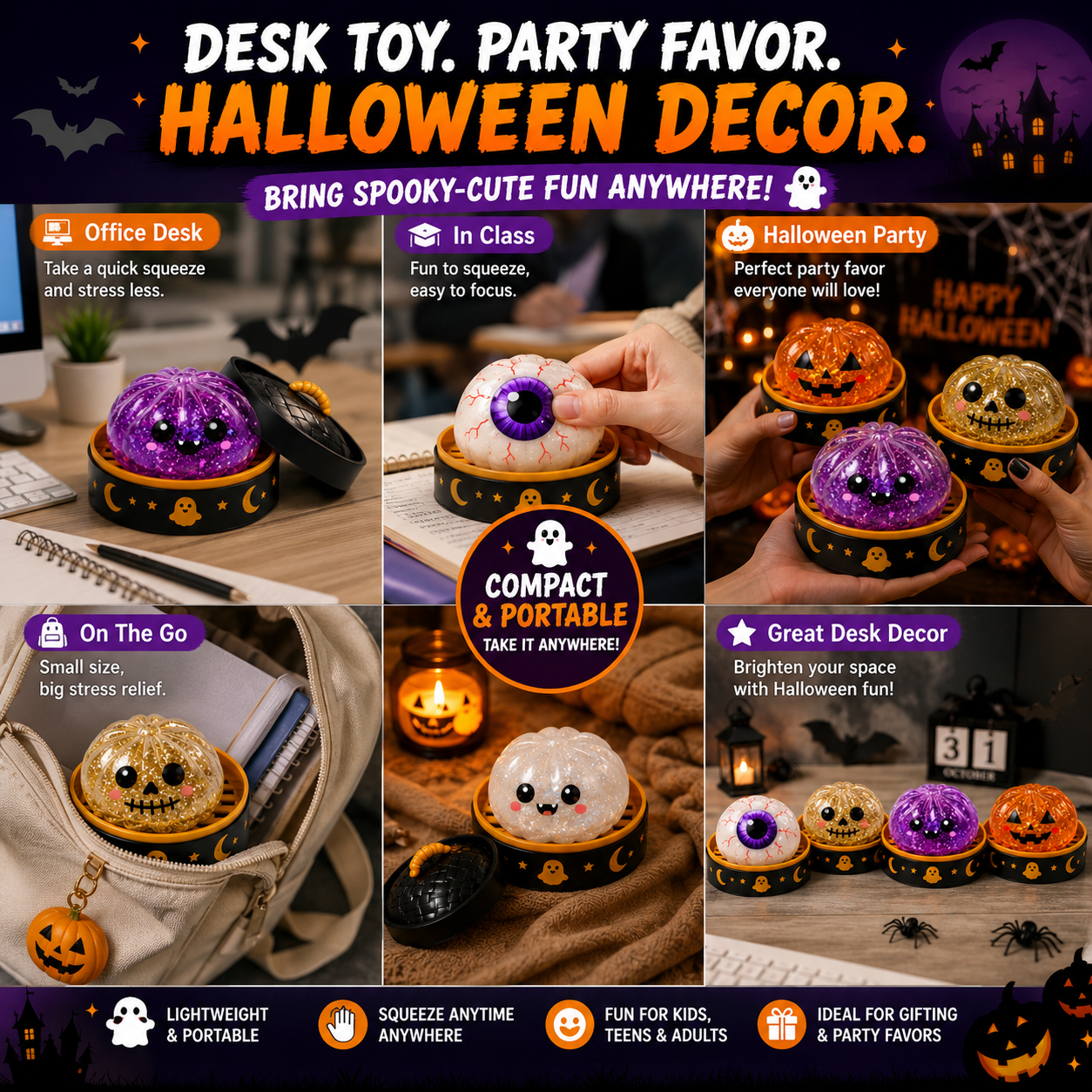 Junazilo® 🎃 Halloween Steamed Bun Squishy Mystery Box Toy