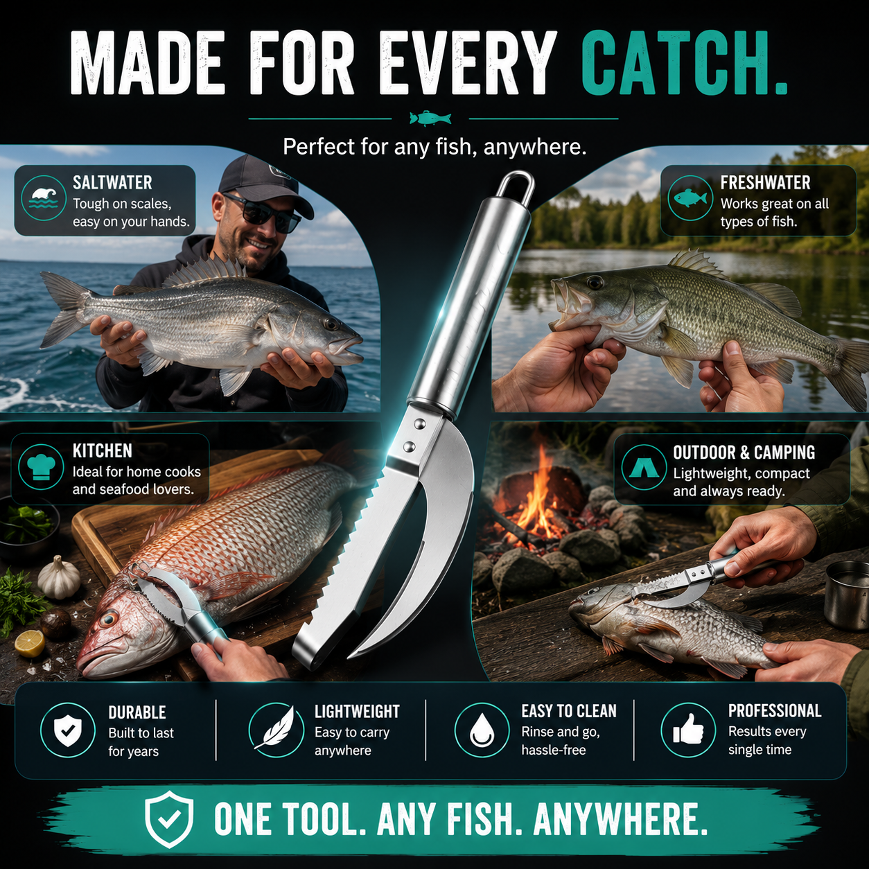 Junazilo® 3-in-1 Fish Scaler & Cleaning Knife