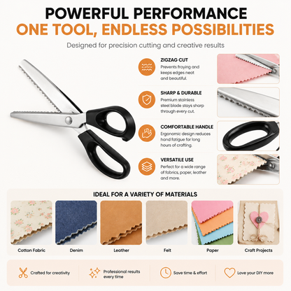 Junazilo® ✂️Professional Pinking Shears – Stainless Steel Zigzag Fabric Cutting Scissors