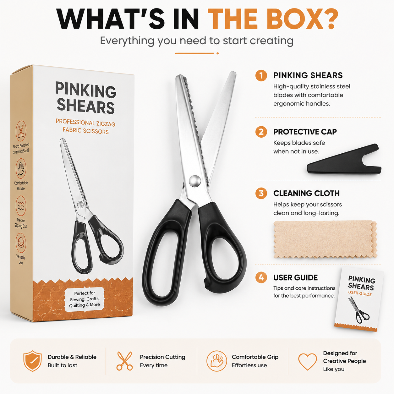 Junazilo® ✂️Professional Pinking Shears – Stainless Steel Zigzag Fabric Cutting Scissors