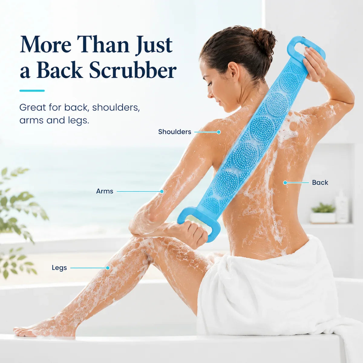 Junazilo® Silicone Bath Brush Double-Sided Exfoliating Back Scrubber upsell