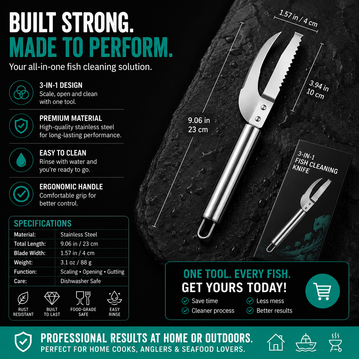 Junazilo® 3-in-1 Fish Scaler & Cleaning Knife