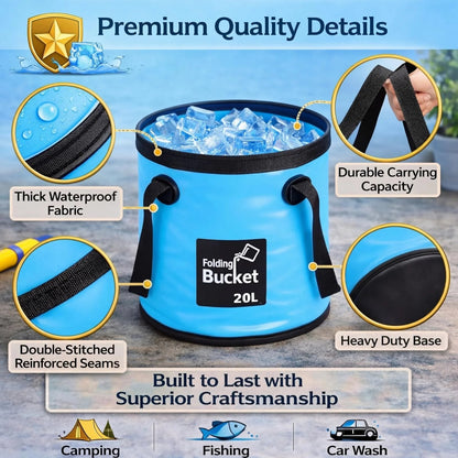 Junazilo® Portable Foldable Water Bucket - Perfect for Fishing, Camping, Traveling