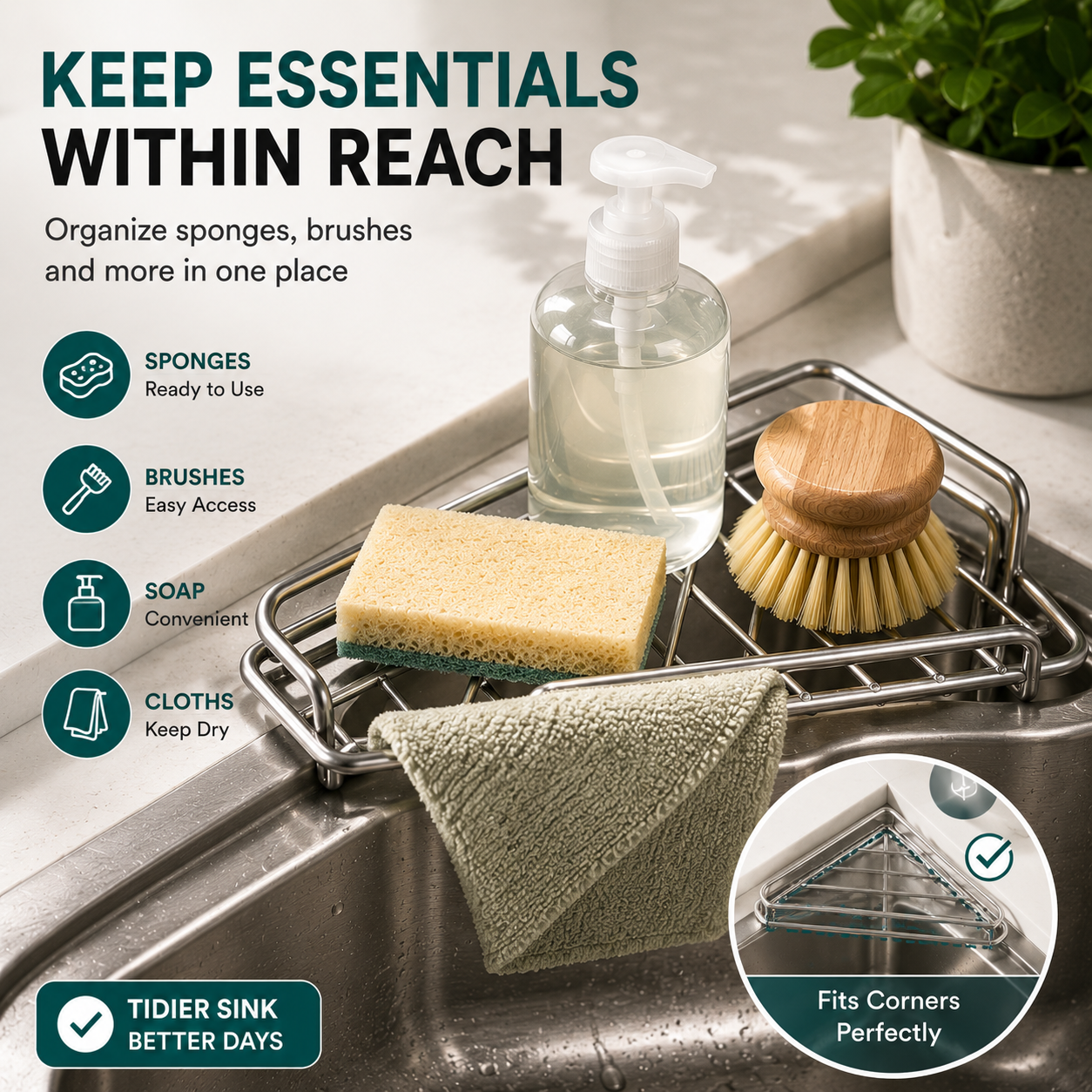Junazilo® Corner Sink Draining Shelf