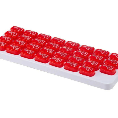 Junazilo® Monthly Pill Organizer with Lid Travel Case for Vitamins & Medications
