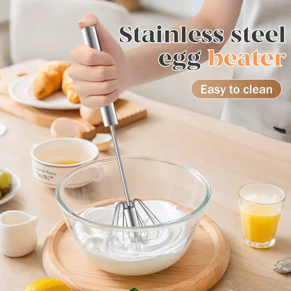 Junazilo® Stainless Steel Hand-Push Rotary Whisk – Effortless Mixing in Seconds