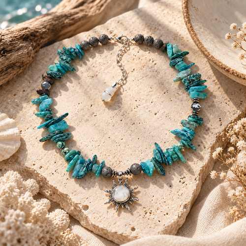 Solara Turquoise Sun Necklace