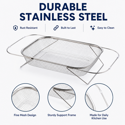 Junazilo® Stainless Steel Adjustable Over-the-Sink Drainer Basket