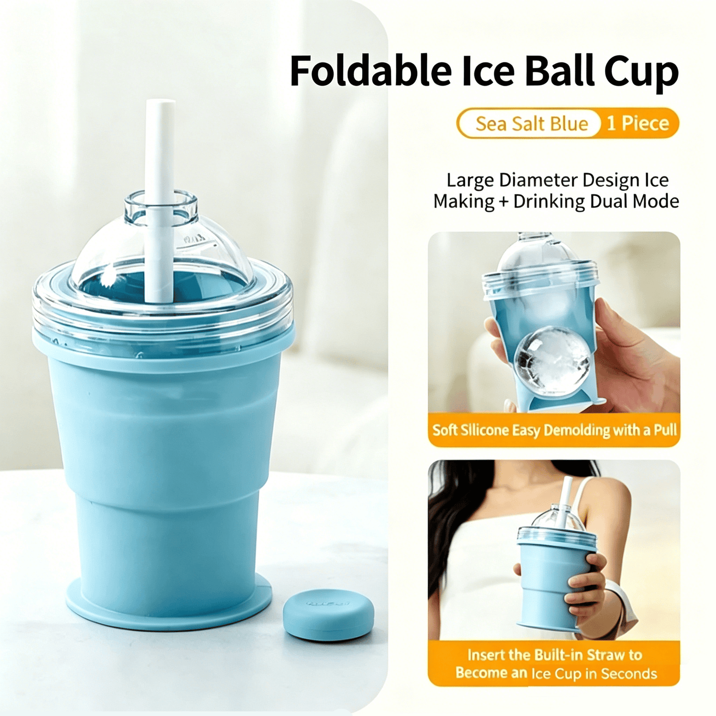 Junazilo® 🧊 Foldable Silicone Ice Ball Drink Cup