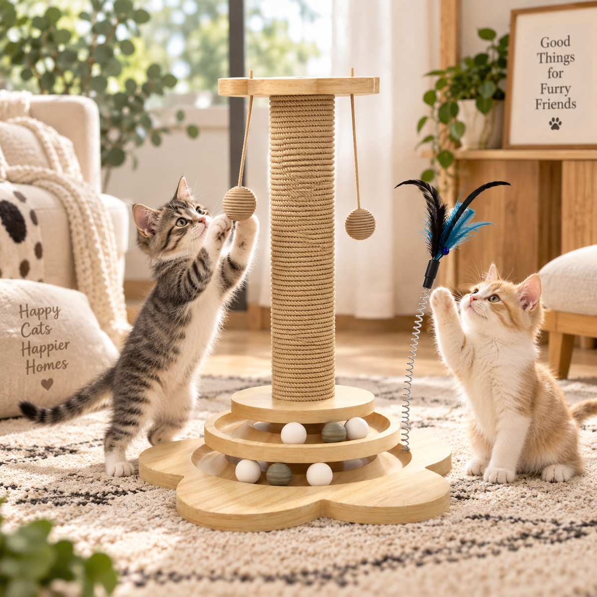 WhiskerBloom Interactive Cat Scratching & Play Tower