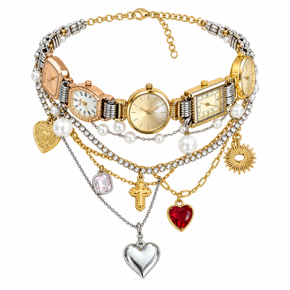 DANEER Époque Layered Timepiece Charm Necklace