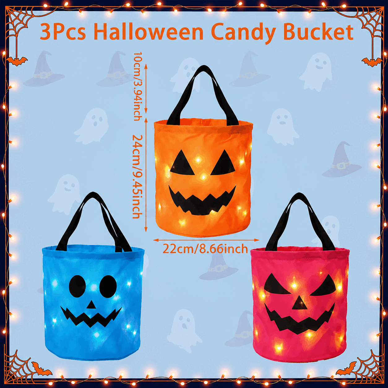 Junazilo® 🎃Halloween LED Candy Bucket Bags