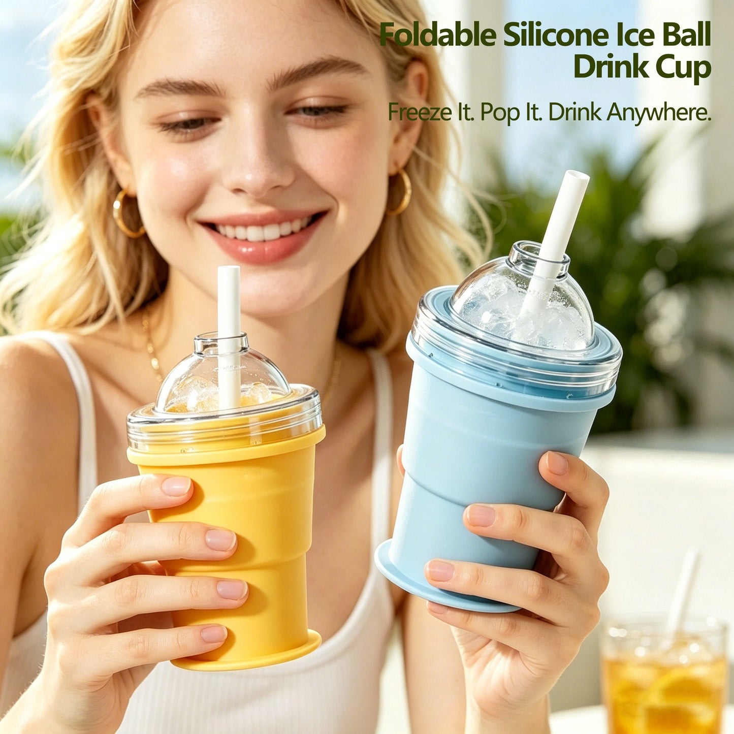 Junazilo® 🧊 Foldable Silicone Ice Ball Drink Cup