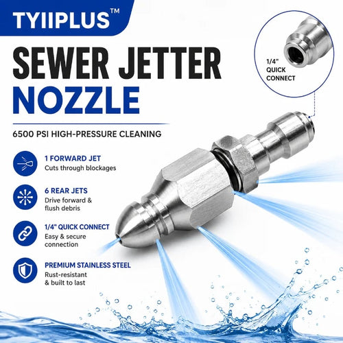 Junazilo® 6500 PSI Stainless Steel Sewer Jetter Nozzle