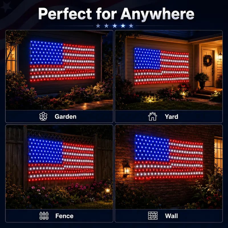 Junazilo® Solar American Flag Lights Outdoor