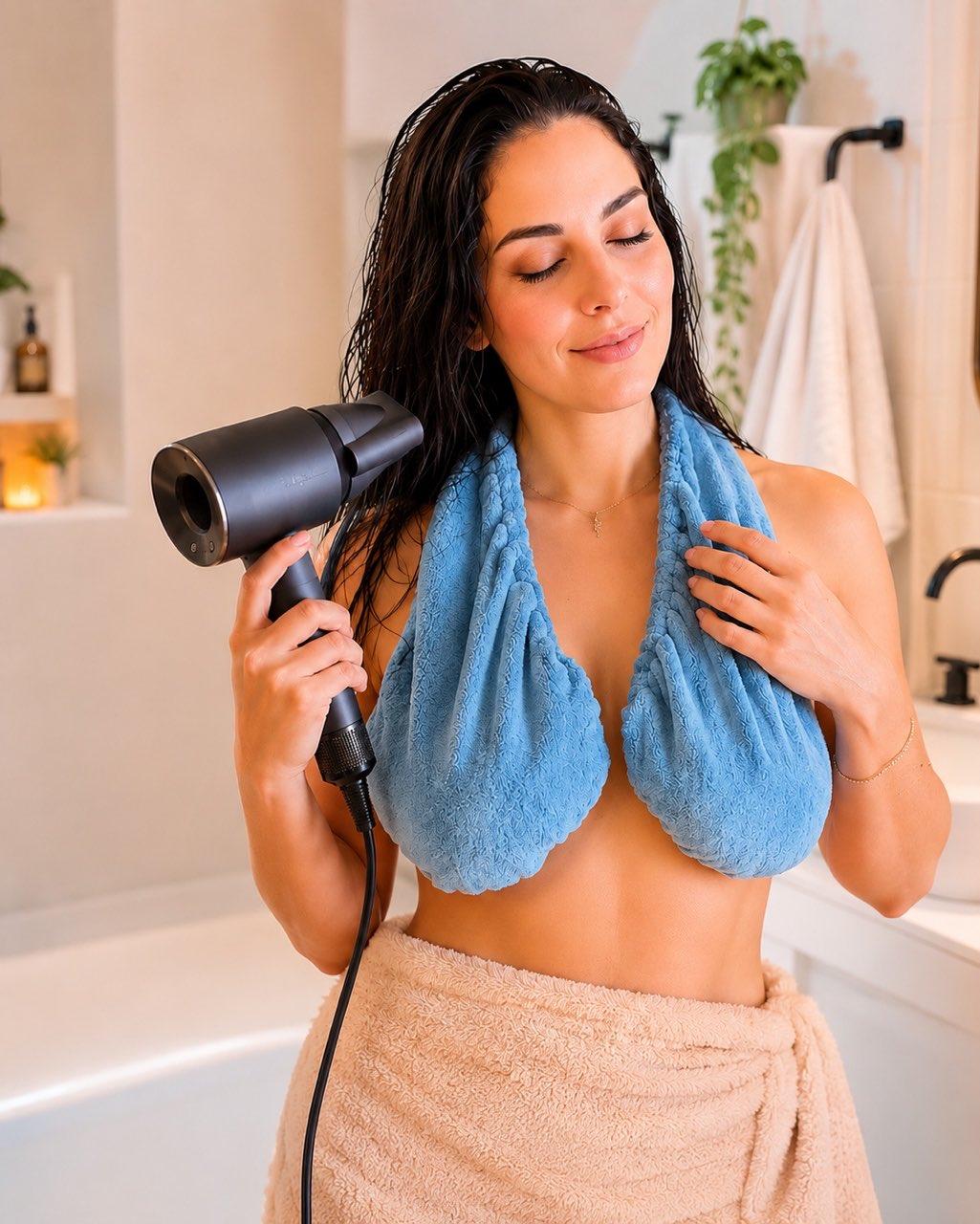 Junazilo® 👙 Hands-Free Adjustable Shower Towel Bra for Women | Ultra Soft Plush & Moisture Absorbing