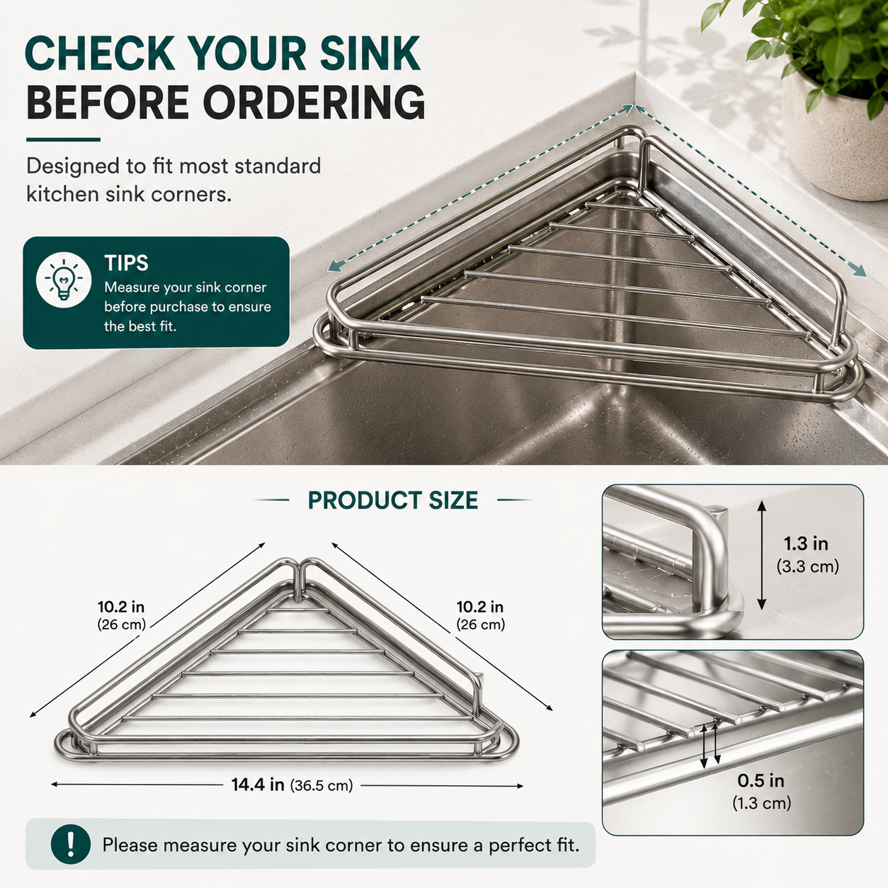 Junazilo® Corner Sink Draining Shelf