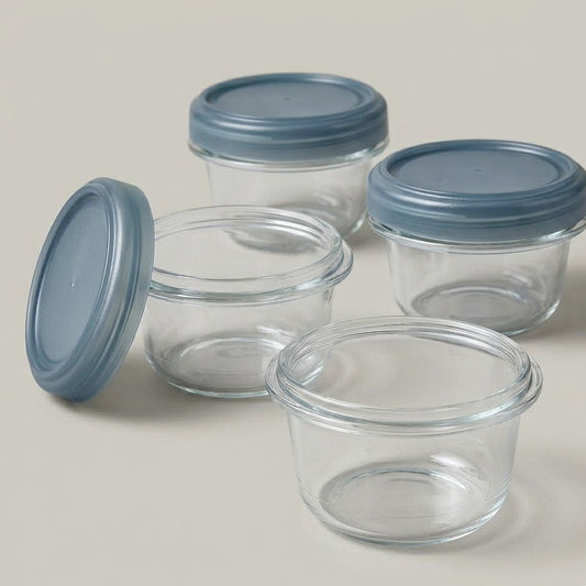 Junazilo 5oz Glass Food Storage Jar Set - Small Airtight Glass Containers with Leak-Proof Lids, Ideal for Spice, Condiment, Sauce and Baby Food Storage