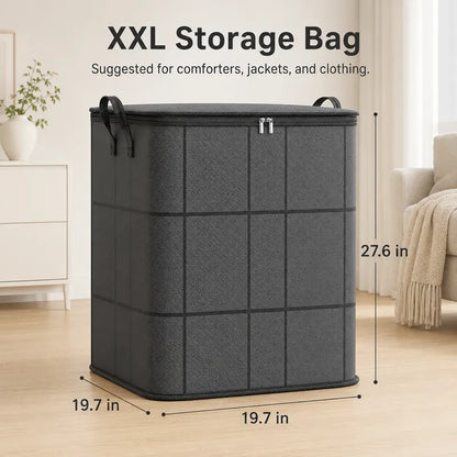 Junazilo® Spacious Moving Storage Bin – Large Capacity Zippered Fabric Organizer for Bedding & Clothes