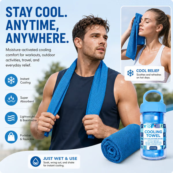 Junazilo® 🏃❄️Cold Sweat Towel You Can Use Anywhere, Anytime! Reusable Soft Absorbent Cooling Portable