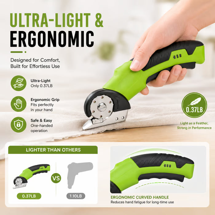 Junazilo® Cordless Electric Scissors 3.7V – Rechargeable Heavy Duty Cutter with Safety Lock