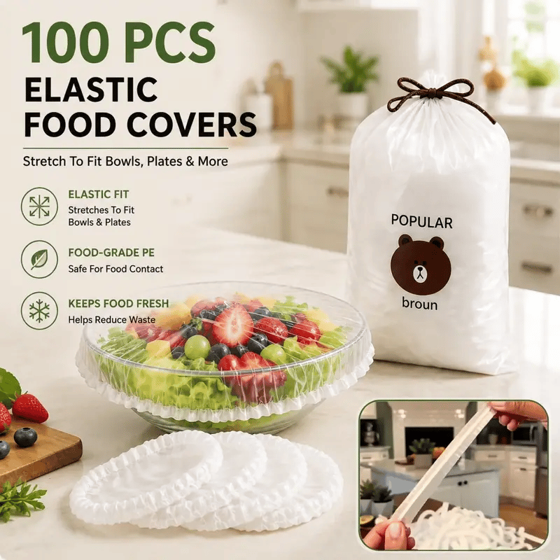 Junazilo® 🥗100PCS Stretch Bowl Covers – Freshness Sealed, Waste Reduced