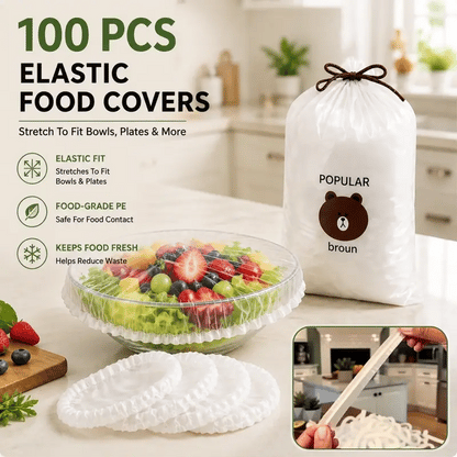Junazilo® 🥗100PCS Stretch Bowl Covers – Freshness Sealed, Waste Reduced