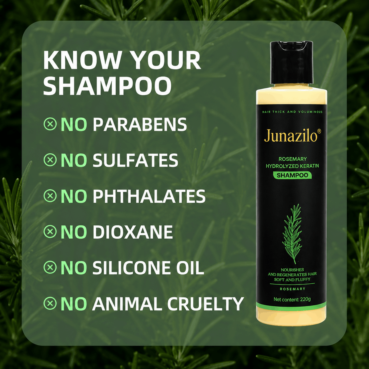 Junazilo® Rosemary Keratin Shampoo | Hair Growth & Anti-Dandruff Scalp Treatment upsell