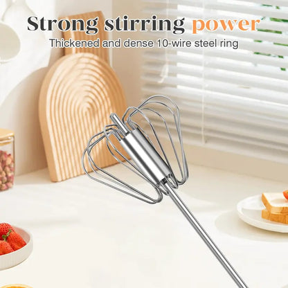 Junazilo® Stainless Steel Hand-Push Rotary Whisk – Effortless Mixing in Seconds