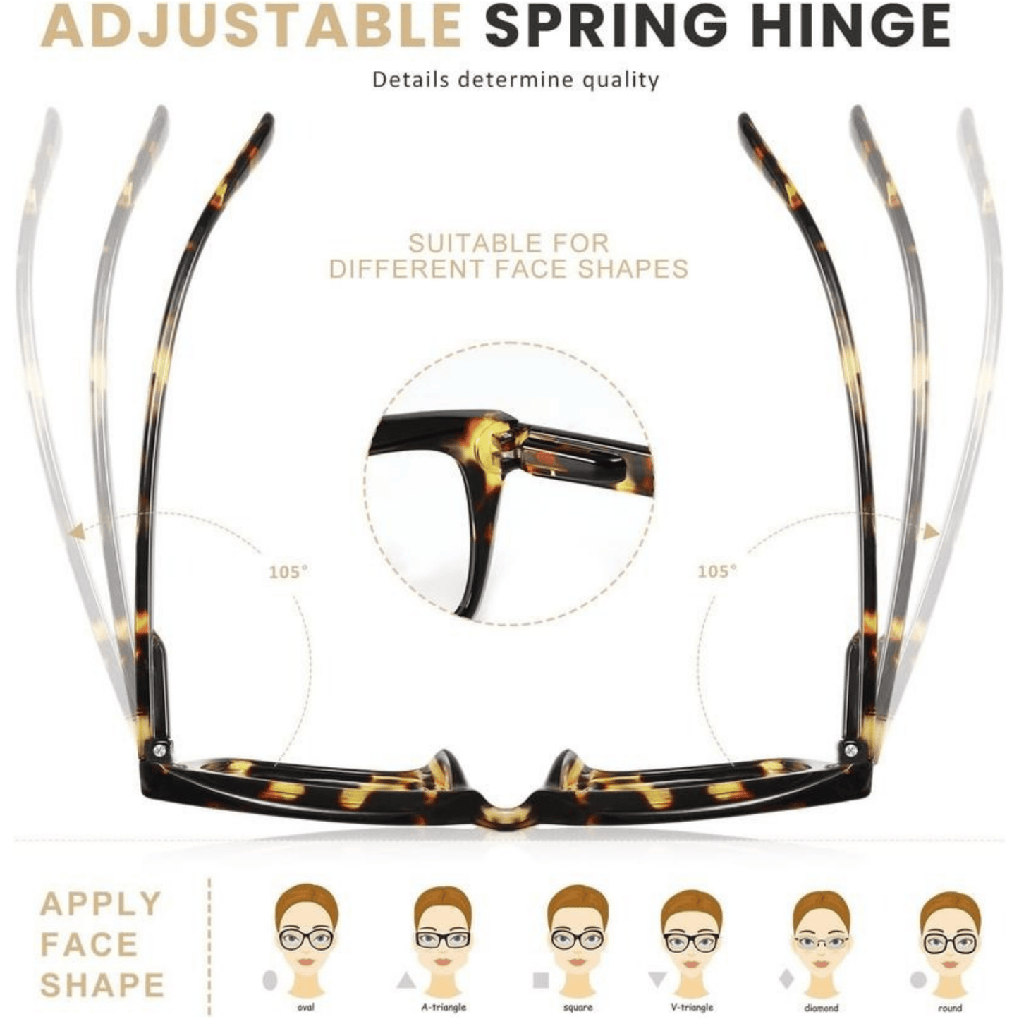 Junazilo® 👓3-pack Tortoiseshell Reading Glasses – Oversized Square Reading Glasses That Block Blue Light