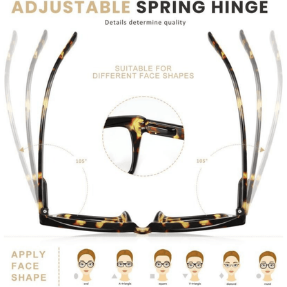 Junazilo® 👓3-pack Tortoiseshell Reading Glasses – Oversized Square Reading Glasses That Block Blue Light