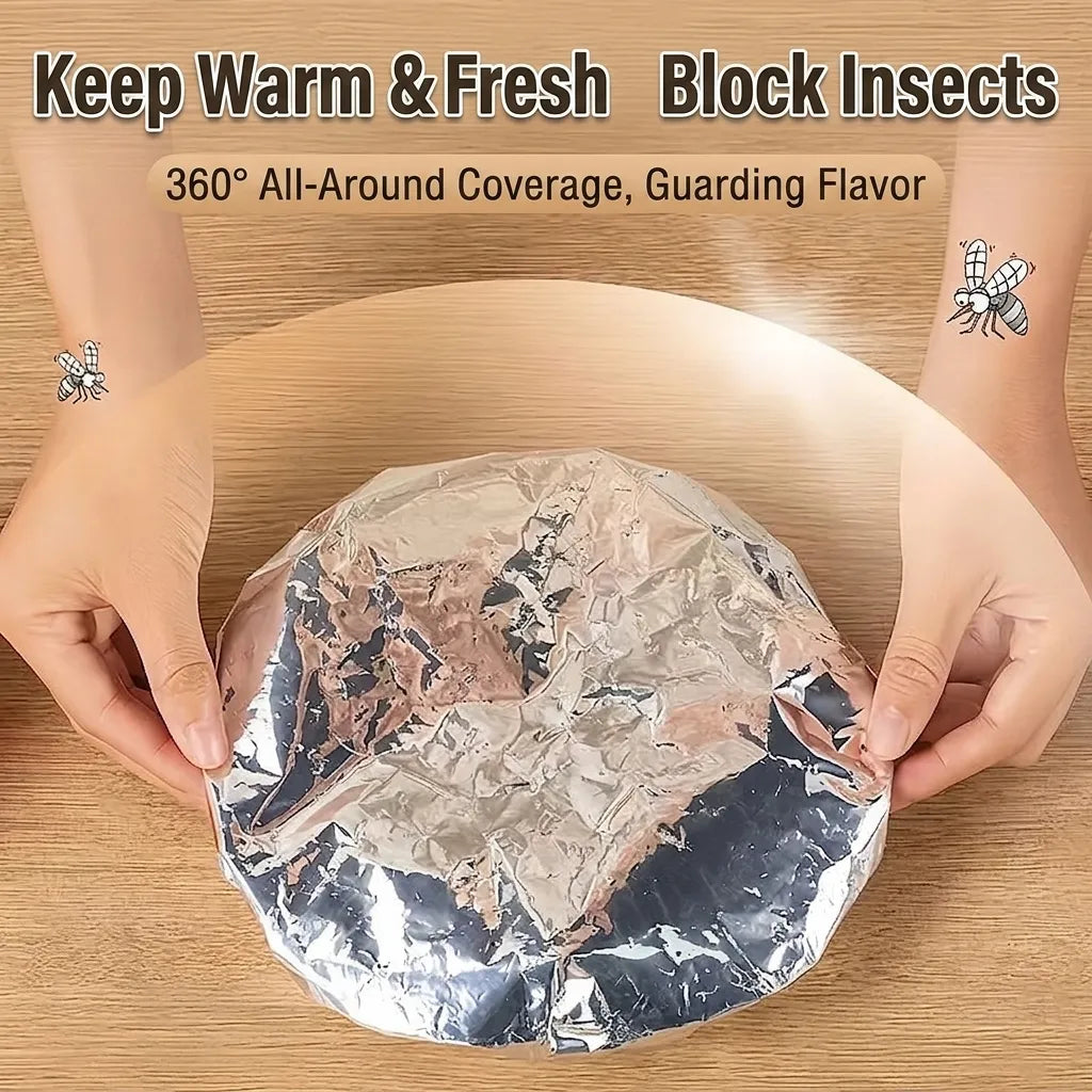 Junazilo® 🍽️Reusable Aluminum Foil Thermal Food Cover — Heat-Retaining, Washable & Freshness-Preserving Kitchen Essential