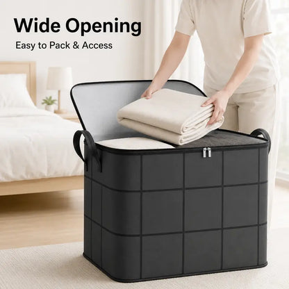 Junazilo® Spacious Moving Storage Bin – Large Capacity Zippered Fabric Organizer for Bedding & Clothes