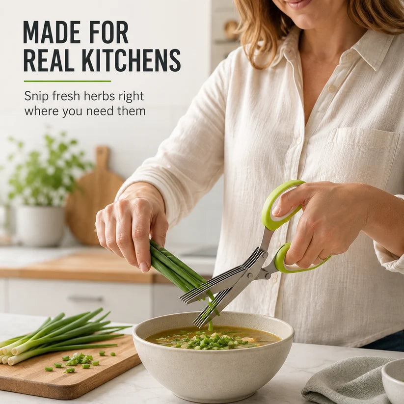 Junazilo® ✂️ Five-Blade Kitchen Scissors — The Ultimate Tool for Quickly Chopping Fresh Herbs and Spices