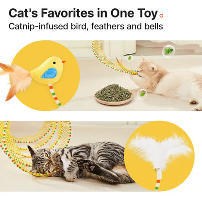 Junazilo® 🐱 Spiral Tunnel Cat Toy – Collapsible Interactive Cat Tunnel with Feather & Bell upsell
