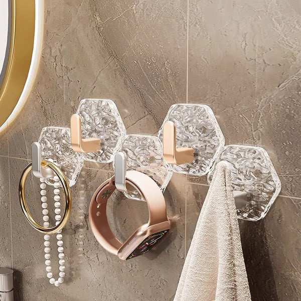 Junazilo® Hexagonal Ripple Heavy Duty Hooks for Bathroom, Kitchen & Household Organization upsell
