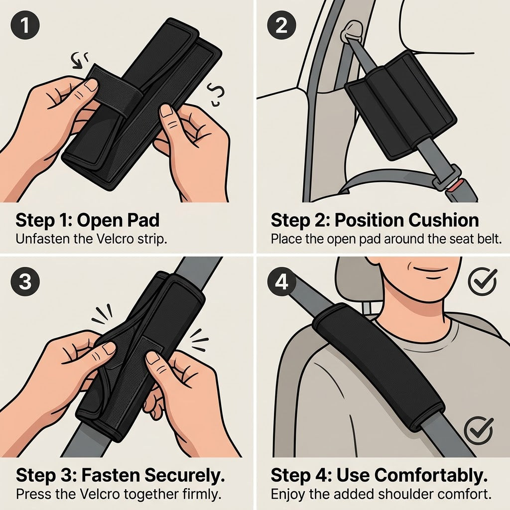 LuxeDrive Premium Ergonomic Seat Belt Cushion