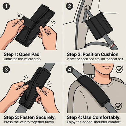 LuxeDrive Premium Ergonomic Seat Belt Cushion