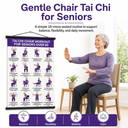 Junazilo® Tai Chi Chair Workout Chart for Seniors (16 x 24 inches) upsell