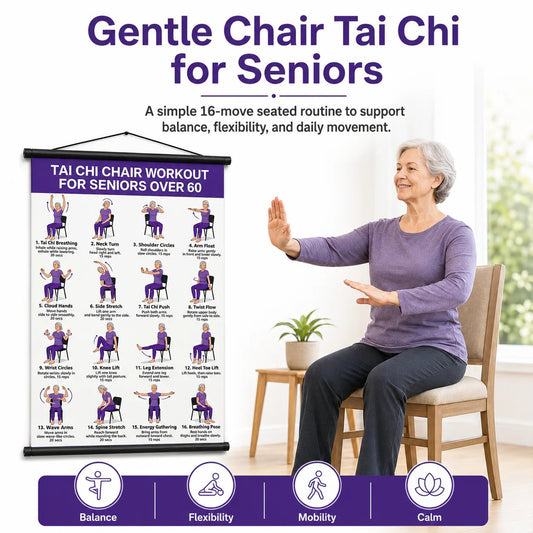 Junazilo® Tai Chi Chair Workout Chart for Seniors (16 x 24 inches)