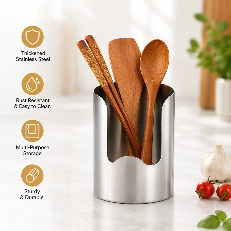 Junazilo® Thickened Stainless Steel Utensil Organizer, Rust Resistant Easy to Clean