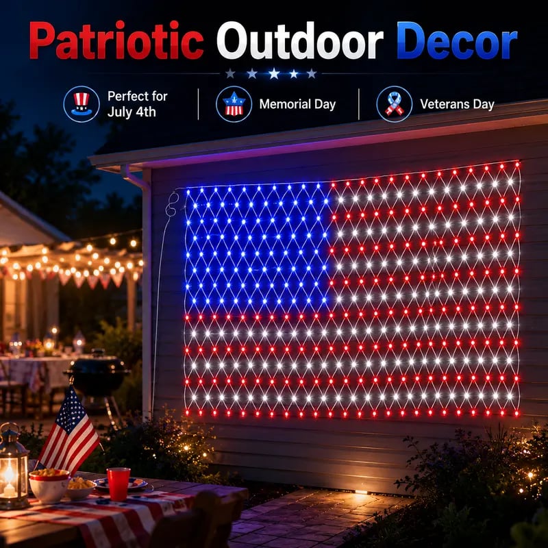 Junazilo® Solar American Flag Lights Outdoor