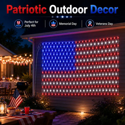 Junazilo® Solar American Flag Lights Outdoor