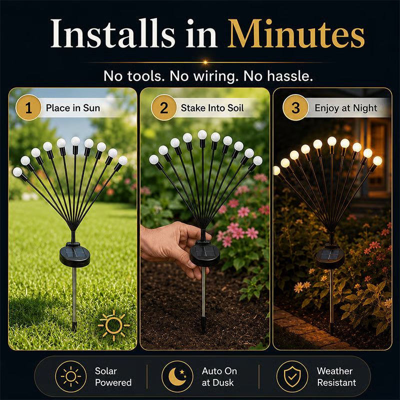 Junazilo® IP65 Waterproof Solar Powered Firefly Light (10 BULBS)