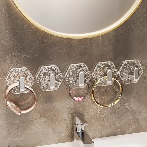 Junazilo® Hexagonal Ripple Heavy Duty Hooks for Bathroom, Kitchen & Household Organization upsell